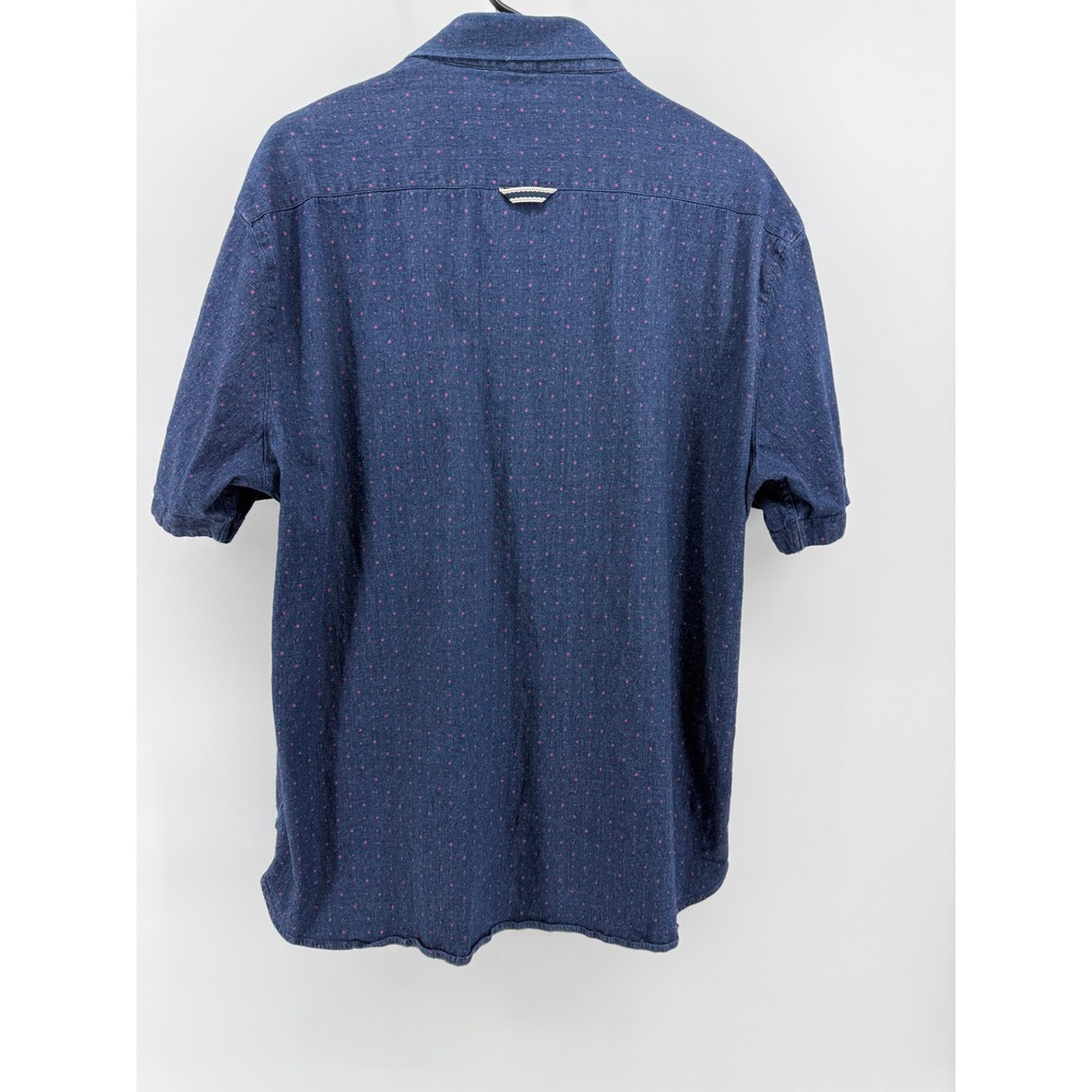 7‎ Diamonds Audio Tree Denim Stretch Woven Shirt Mens XXL Blue Dot SMK-6521 - Picture 2 of 7